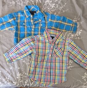 EUC Tommy Baby Plaid Button Up Shirts 12M *A21